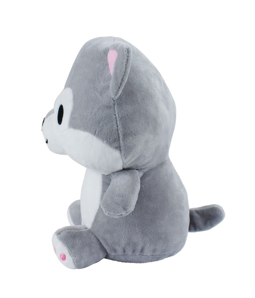 Cachorro De Pelúcia Cinza Fofo Sentado 22 cm