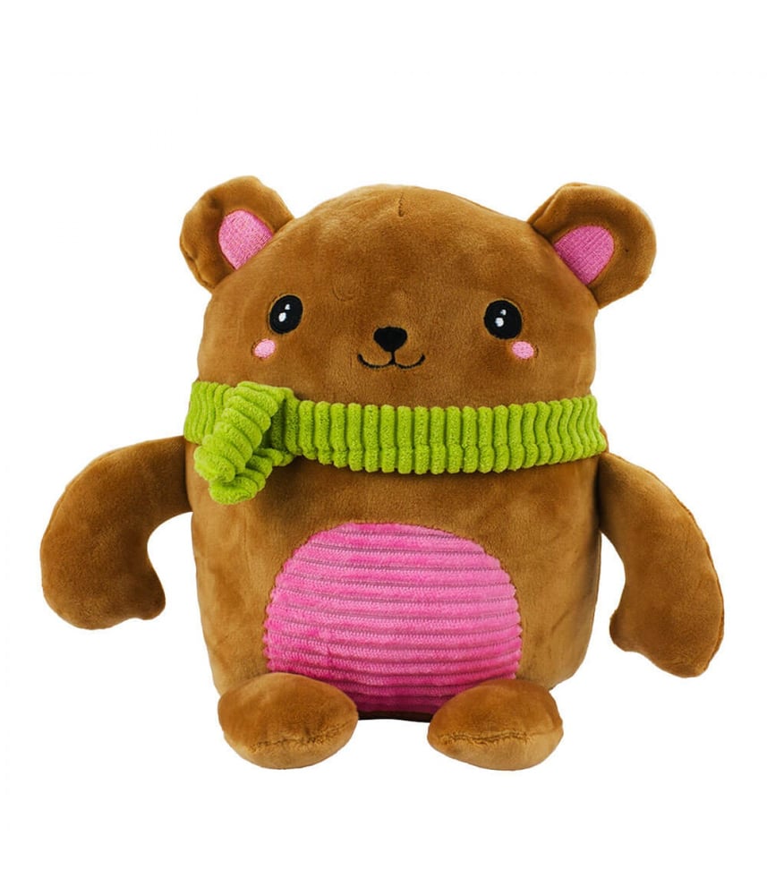 Cachorro De Pelúcia Marrom com Cachecol 20 cm