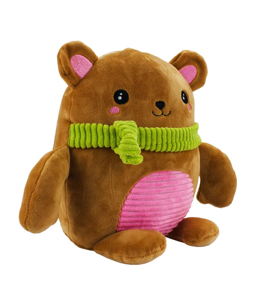 Cachorro De Pelúcia Marrom com Cachecol 20 cm