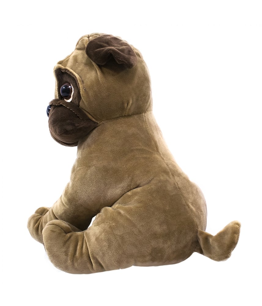 Cachorro de Pelúcia Real Pug Marrom Sentado 15cm 