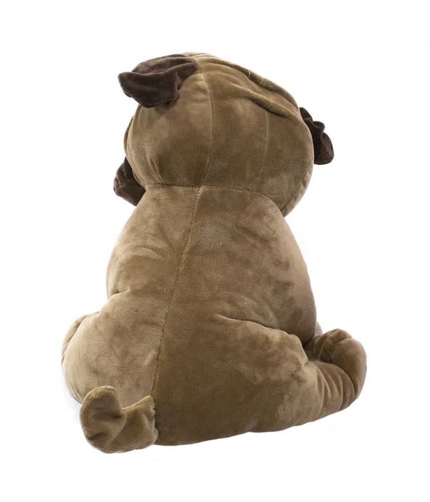 Cachorro de Pelúcia Real Pug Marrom Sentado 15cm 