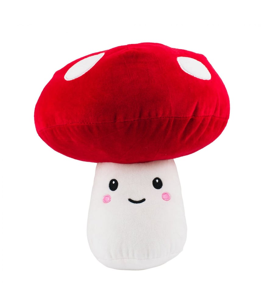 Cogumelo De Pelúcia Vermelho Com rosto 20 cm