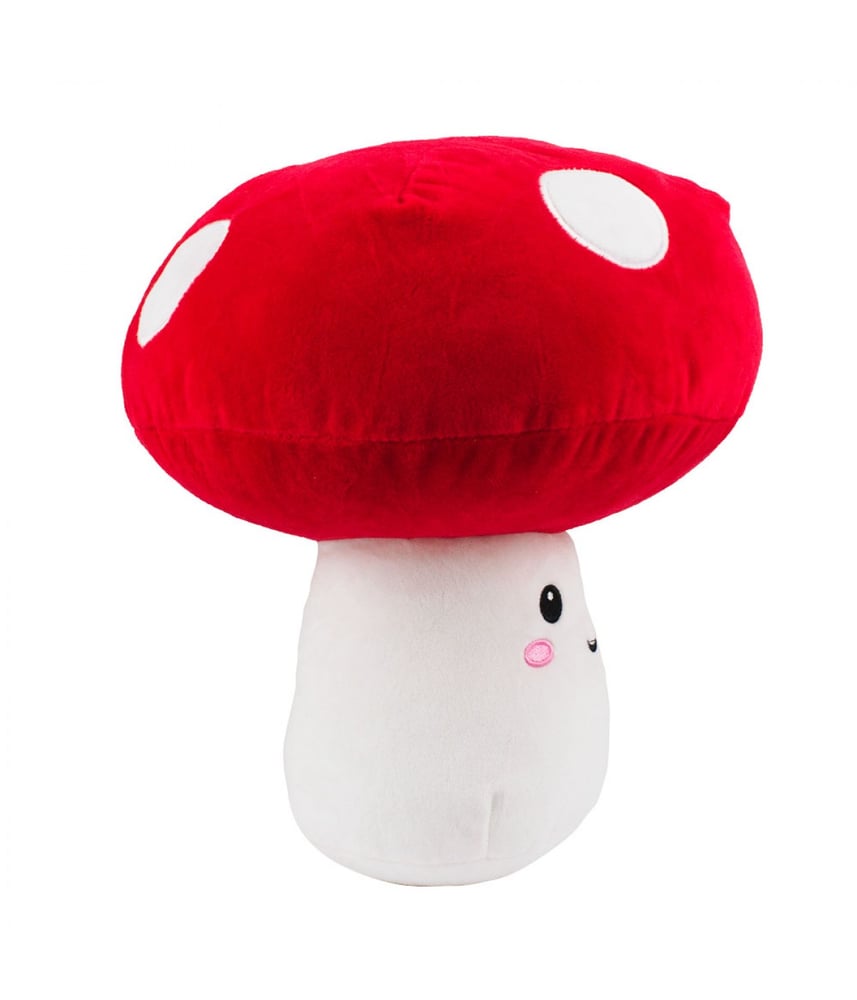 Cogumelo De Pelúcia Vermelho Com rosto 20 cm