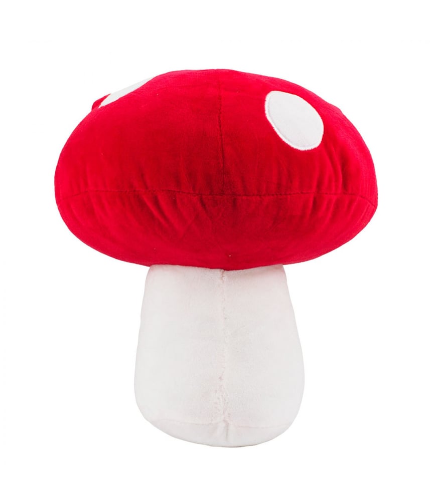 Cogumelo De Pelúcia Vermelho Com rosto 20 cm