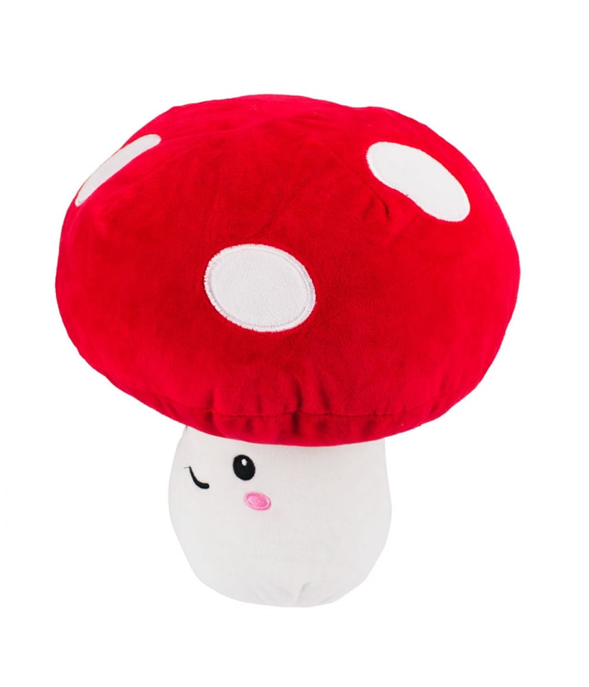 Cogumelo De Pelúcia Vermelho Com rosto 20 cm