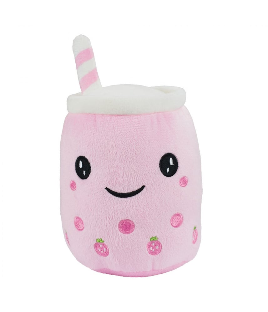 Copo de Pelúcia Chá De Bolhas Rosa Com Rosto 20cm