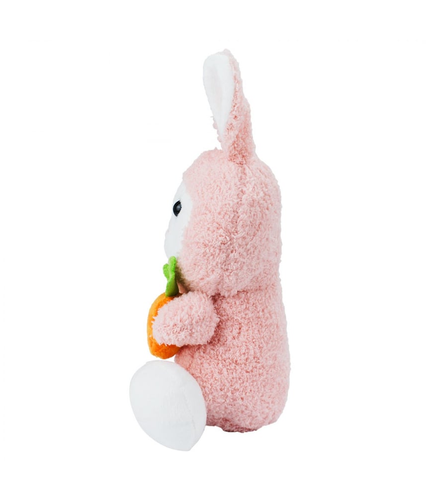 Coelho De Pelúcia Rosa Sentado Cenoura 24cm