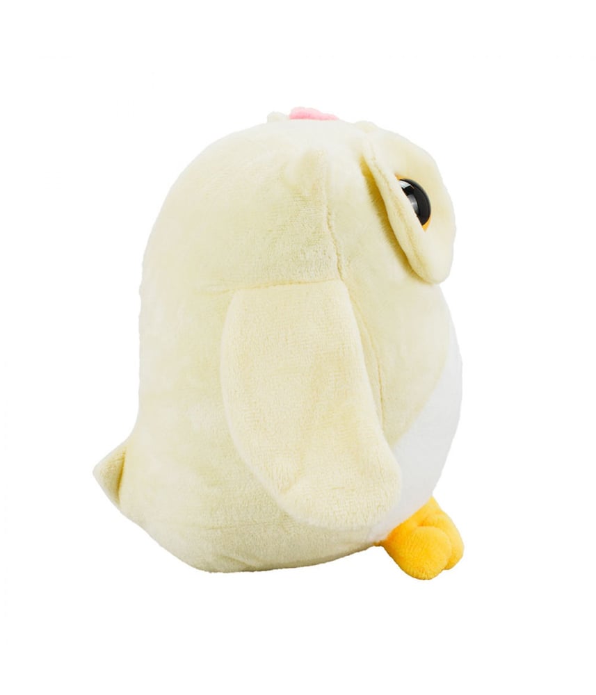 Coruja De Pelúcia Amarelo Olhos Grandes 18 cm