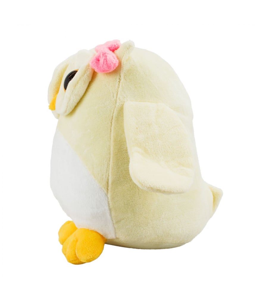 Coruja De Pelúcia Amarelo Olhos Grandes 18 cm