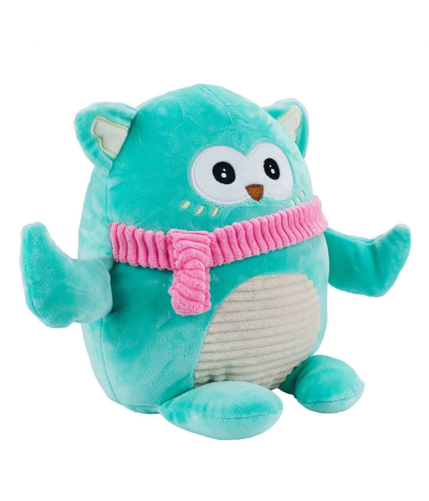 Coruja De Pelúcia Verde com Cachecol 20 cm