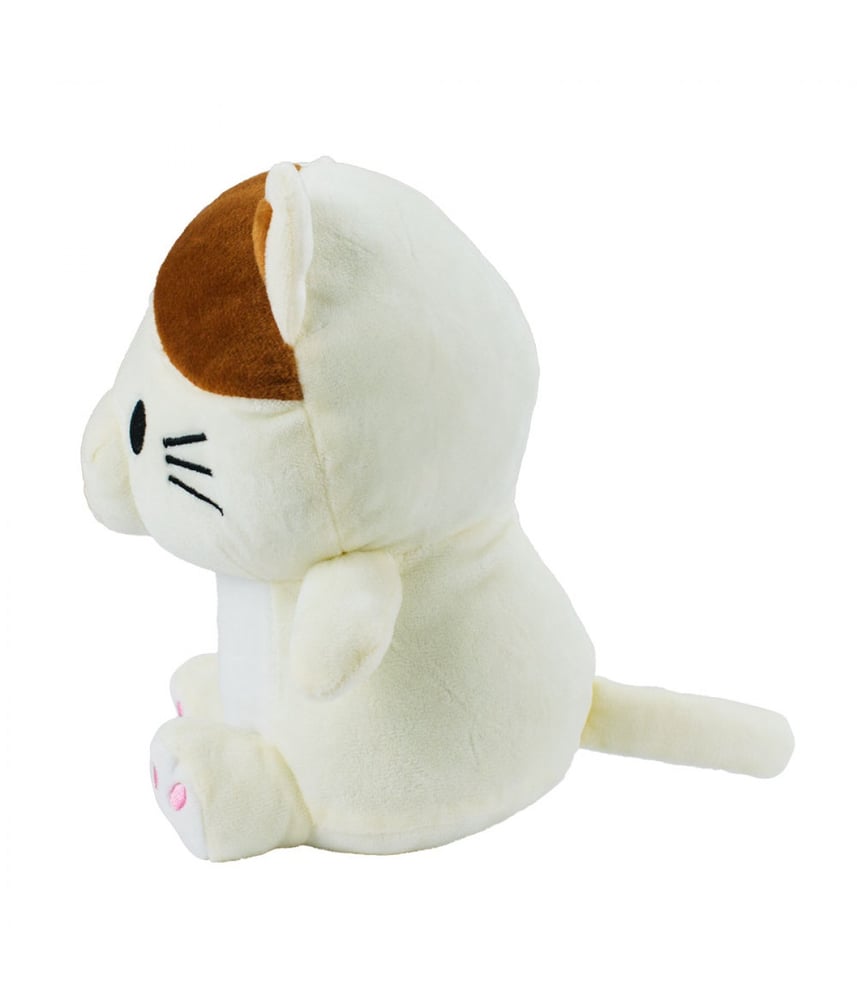 Gato De Pelúcia Creme Sentado Fofo 22 cm 