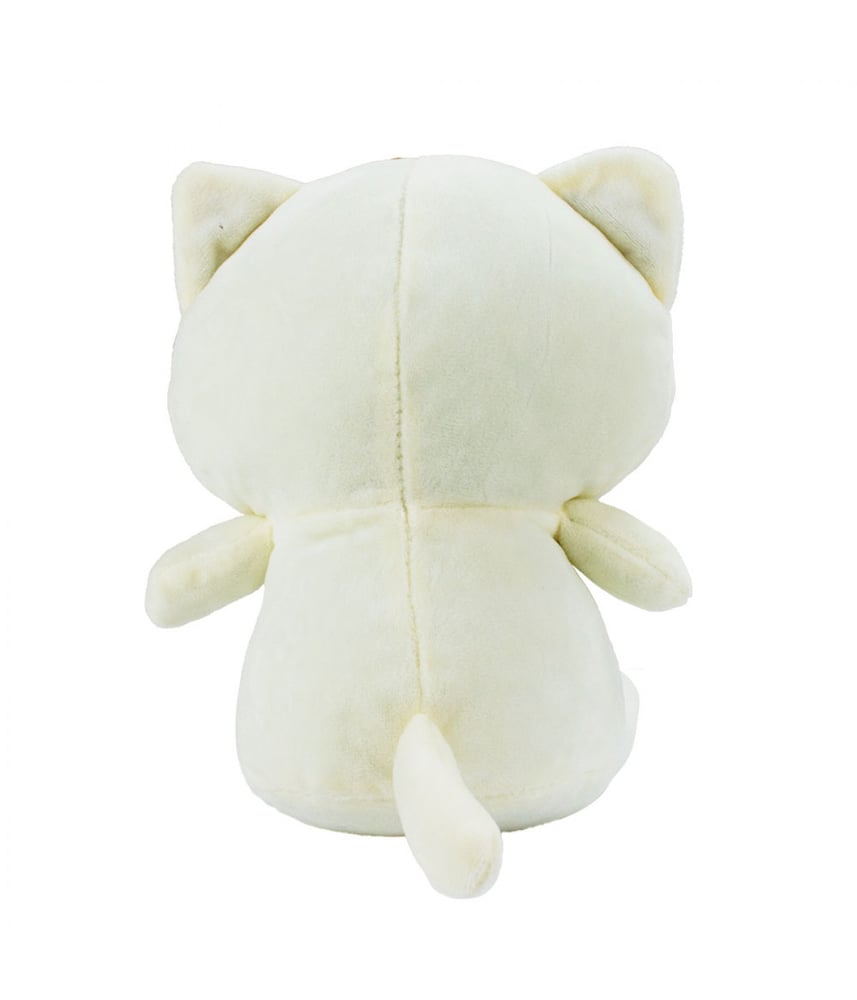 Gato De Pelúcia Creme Sentado Fofo 22 cm 