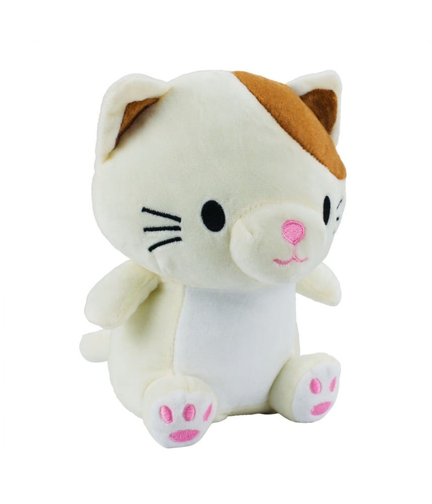 Gato De Pelúcia Creme Sentado Fofo 22 cm 