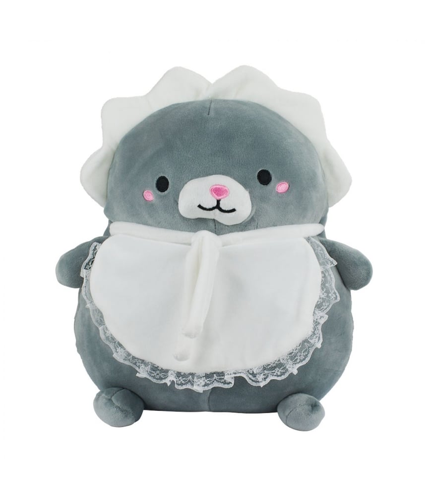 Gato De Pelúcia Cinza Vestido Faxina 27cm