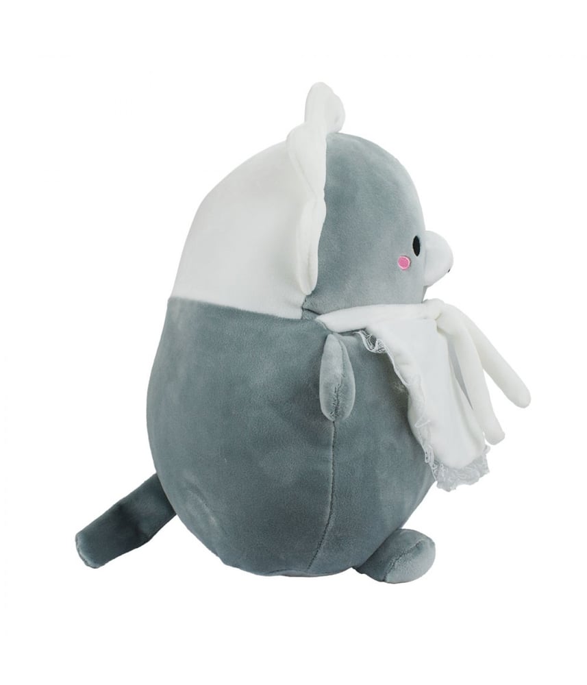 Gato De Pelúcia Cinza Vestido Faxina 27cm
