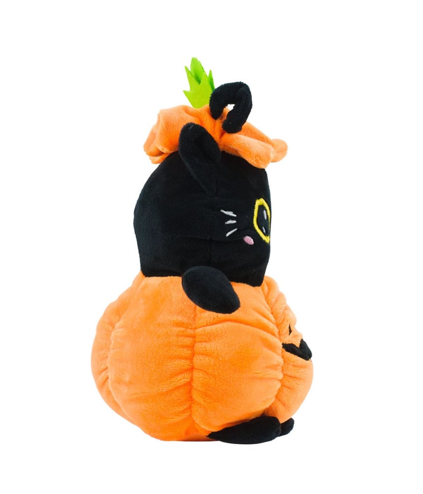 Gato Preto De Pelúcia Abóbora Halloween 24 cm