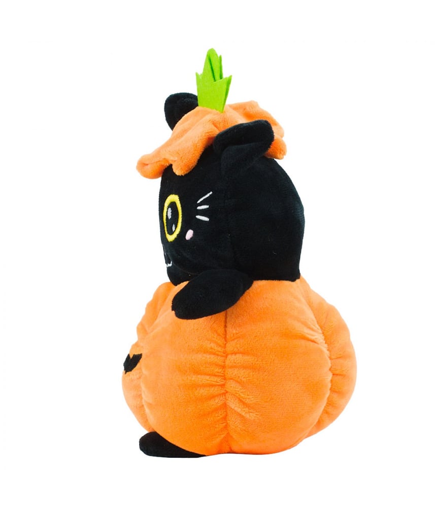 Gato Preto De Pelúcia Abóbora Halloween 24 cm