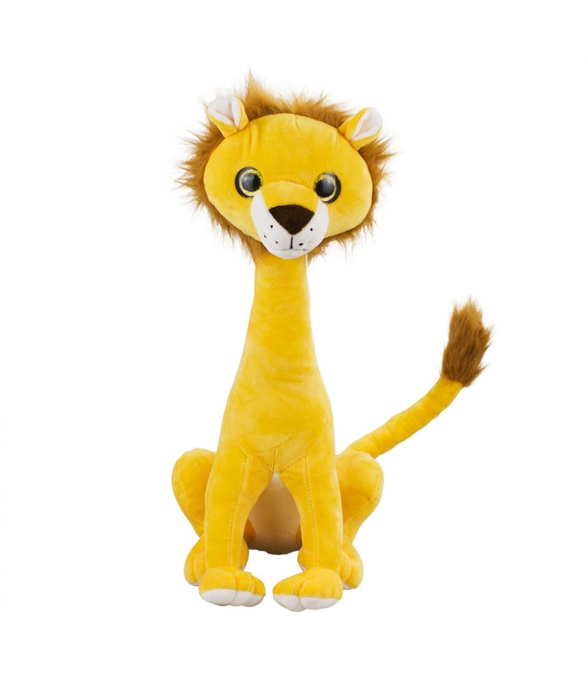 Leão De Pelúcia Amarelo Sentado Cauda Longa 32 cm 