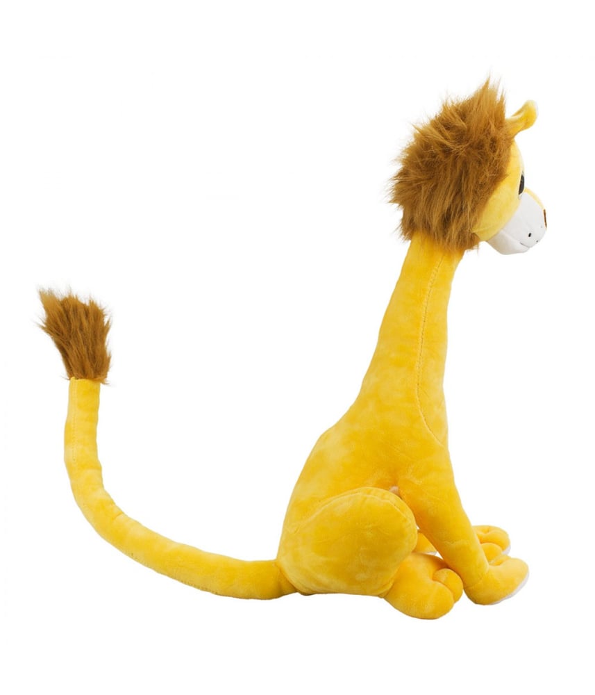 Leão De Pelúcia Amarelo Sentado Cauda Longa 32 cm 
