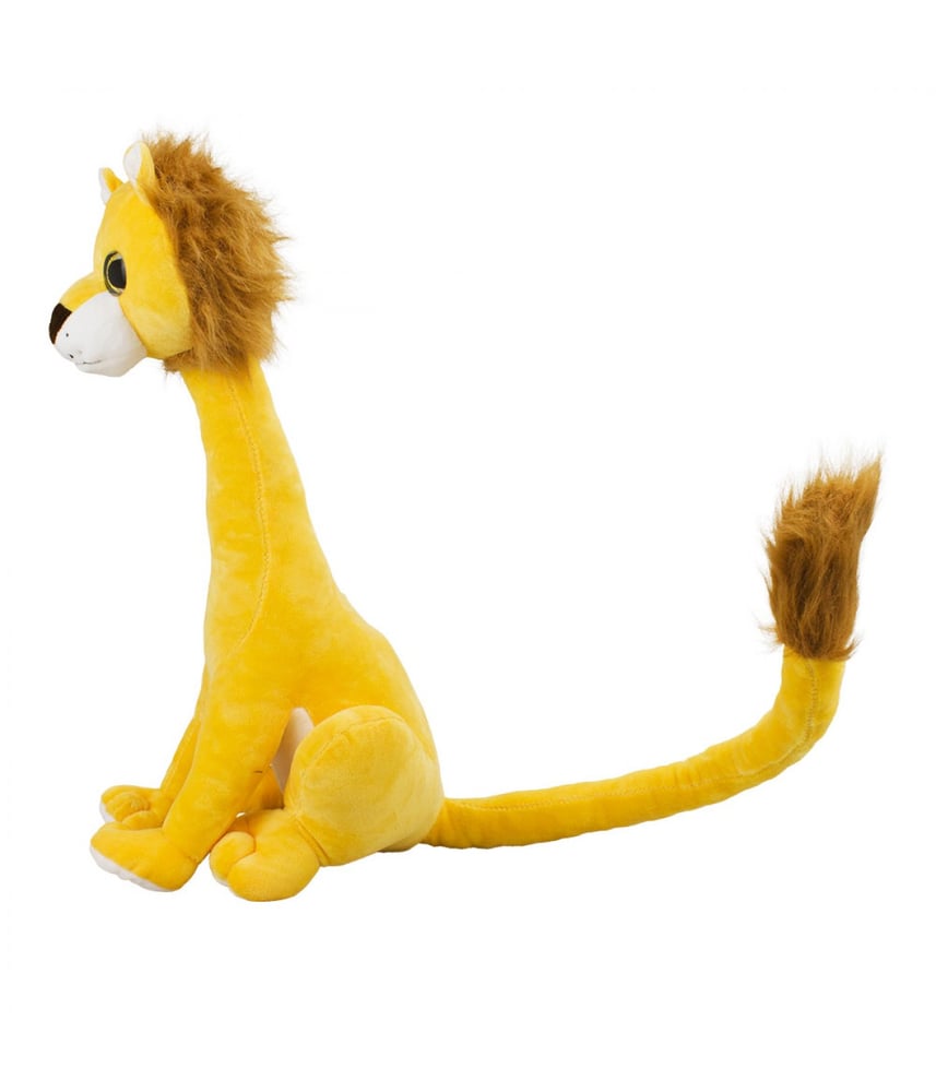 Leão De Pelúcia Amarelo Sentado Cauda Longa 32 cm 