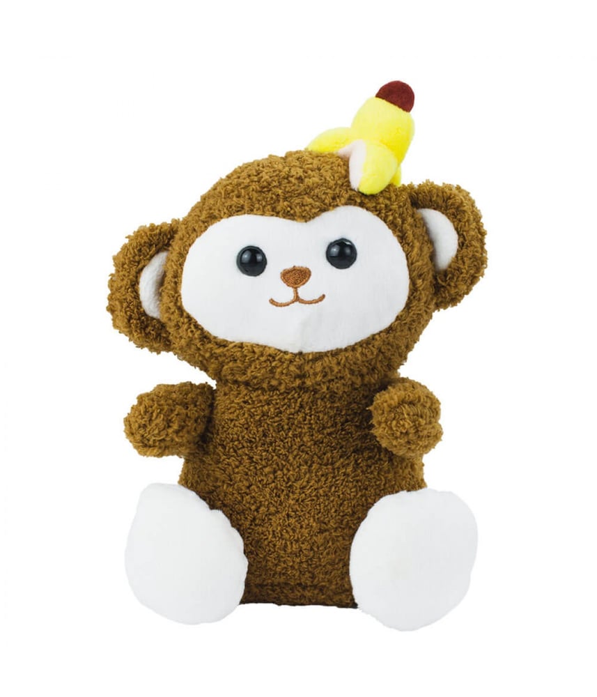 Macaco De Pelúcia Sentado Fofo Banana 22 cm