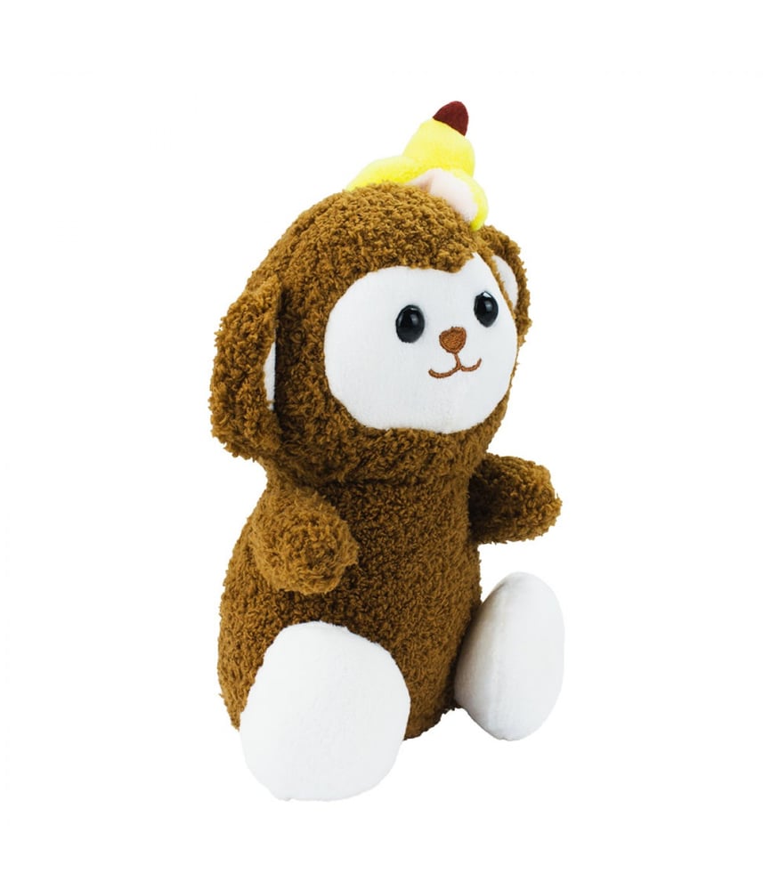 Macaco De Pelúcia Sentado Fofo Banana 22 cm