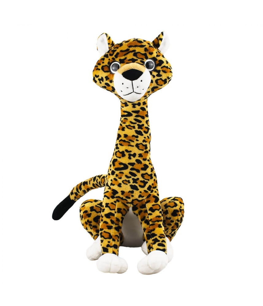 Onça De Pelúcia Caramelo Sentada Cauda Longa 32 cm