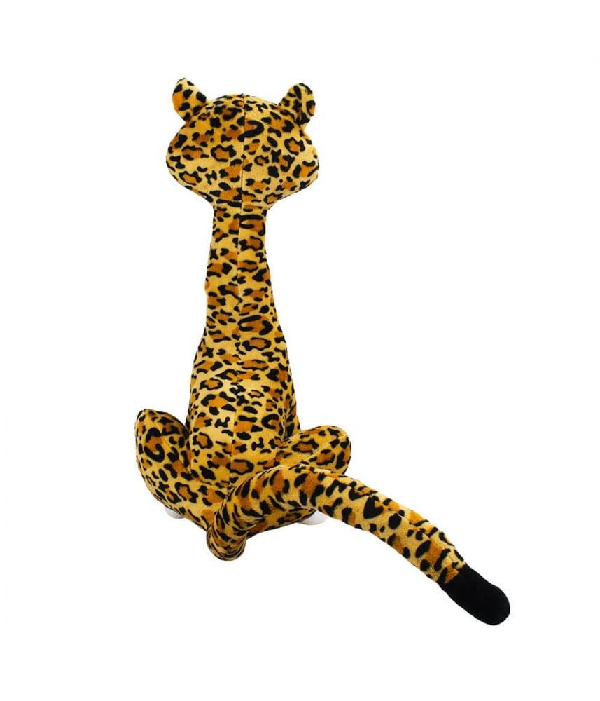 Onça De Pelúcia Caramelo Sentada Cauda Longa 32 cm