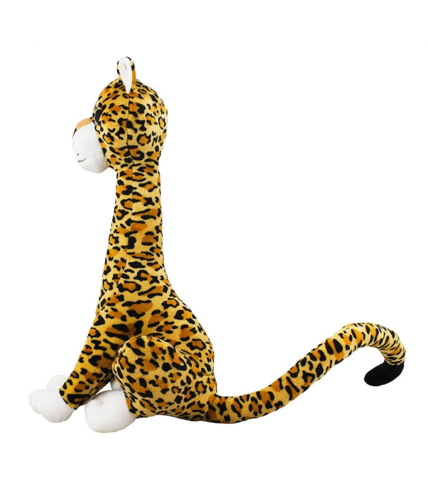 Onça De Pelúcia Caramelo Sentada Cauda Longa 32 cm