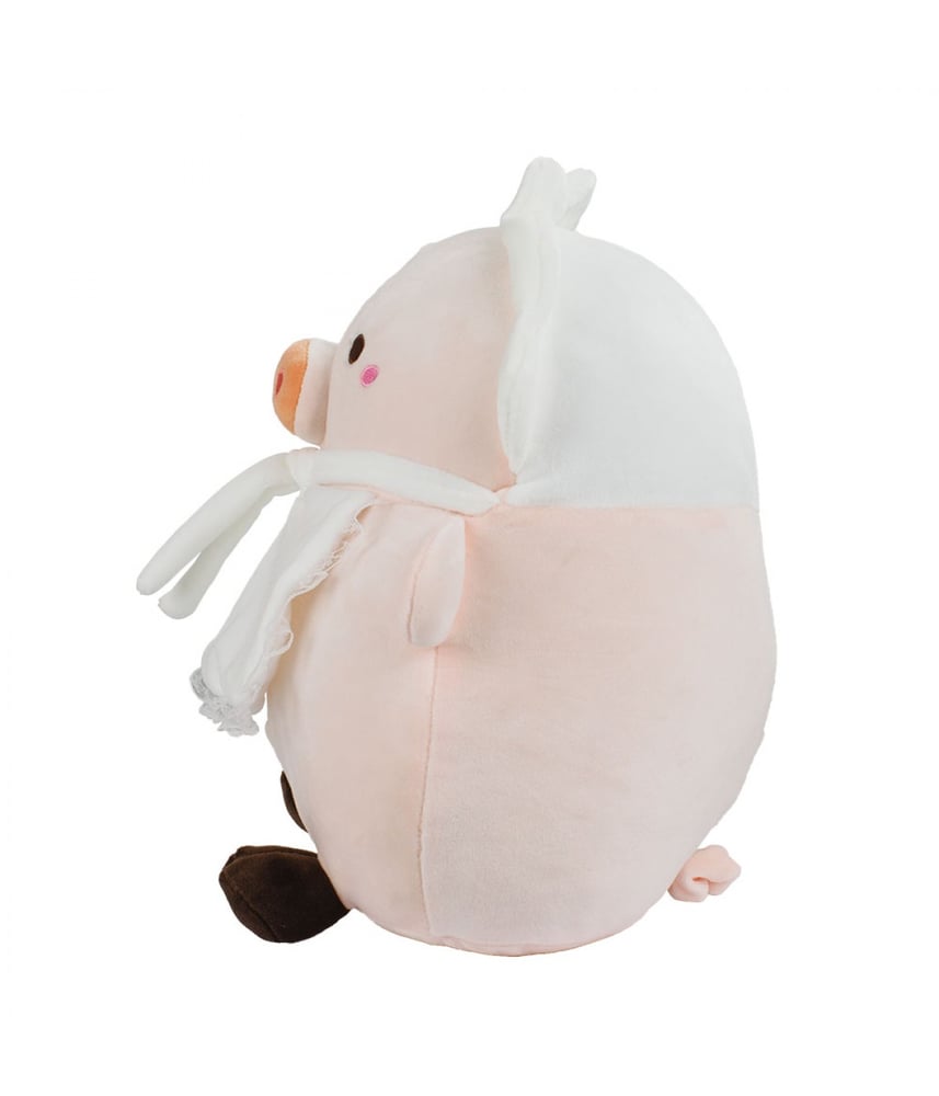 Porco De Pelúcia Rosa Vestido Faxina 27cm