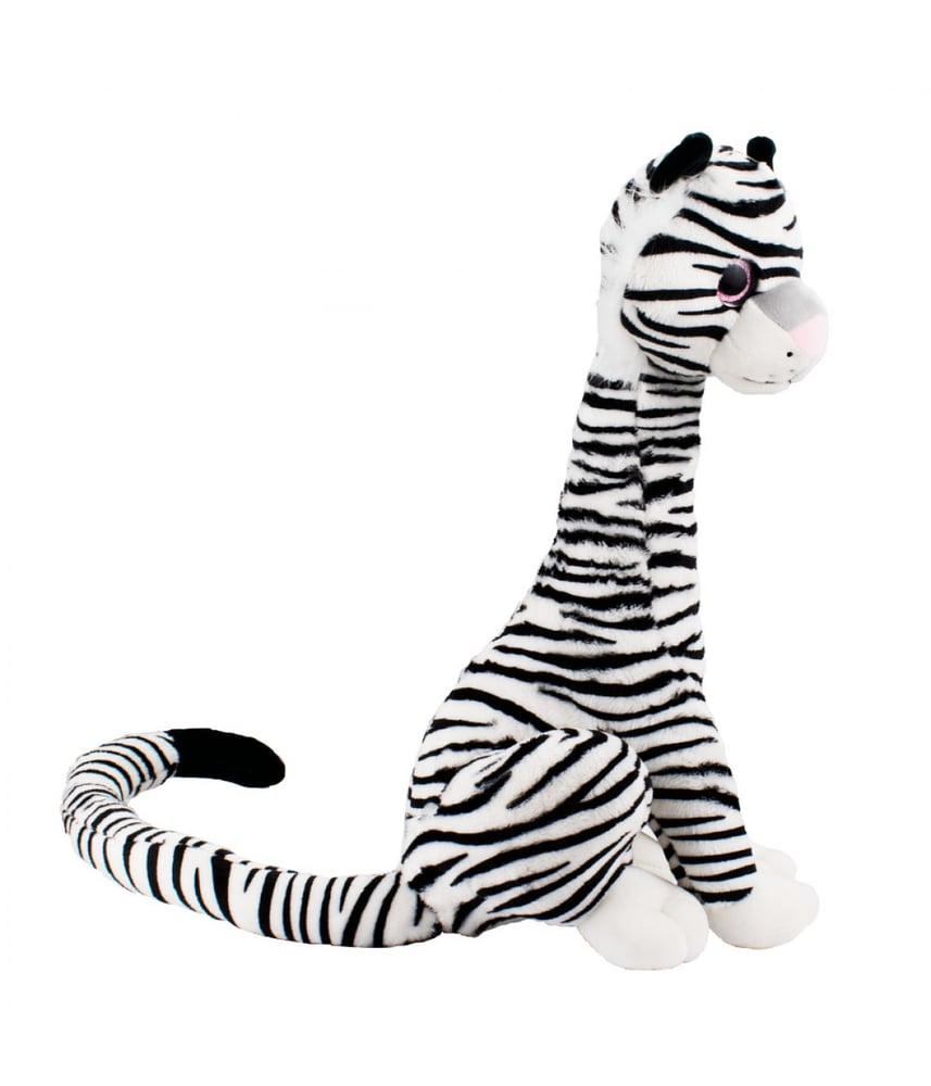 Tigre De Pelúcia Branco Sentado Cauda Longa 25 cm 