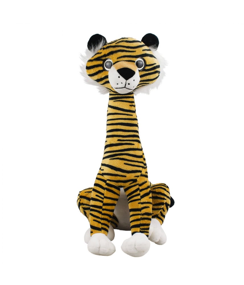 Tigre de Pelúcia Caramelo Sentado Cauda Longa 32 cm