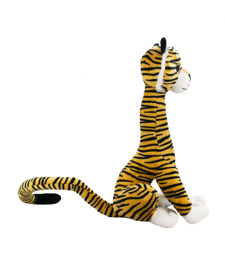Tigre de Pelúcia Caramelo Sentado Cauda Longa 32 cm