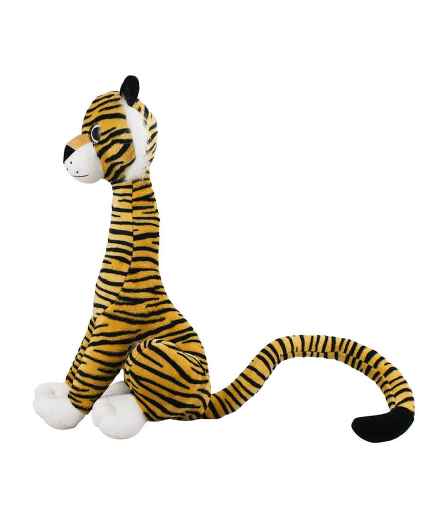 Tigre de Pelúcia Caramelo Sentado Cauda Longa 32 cm