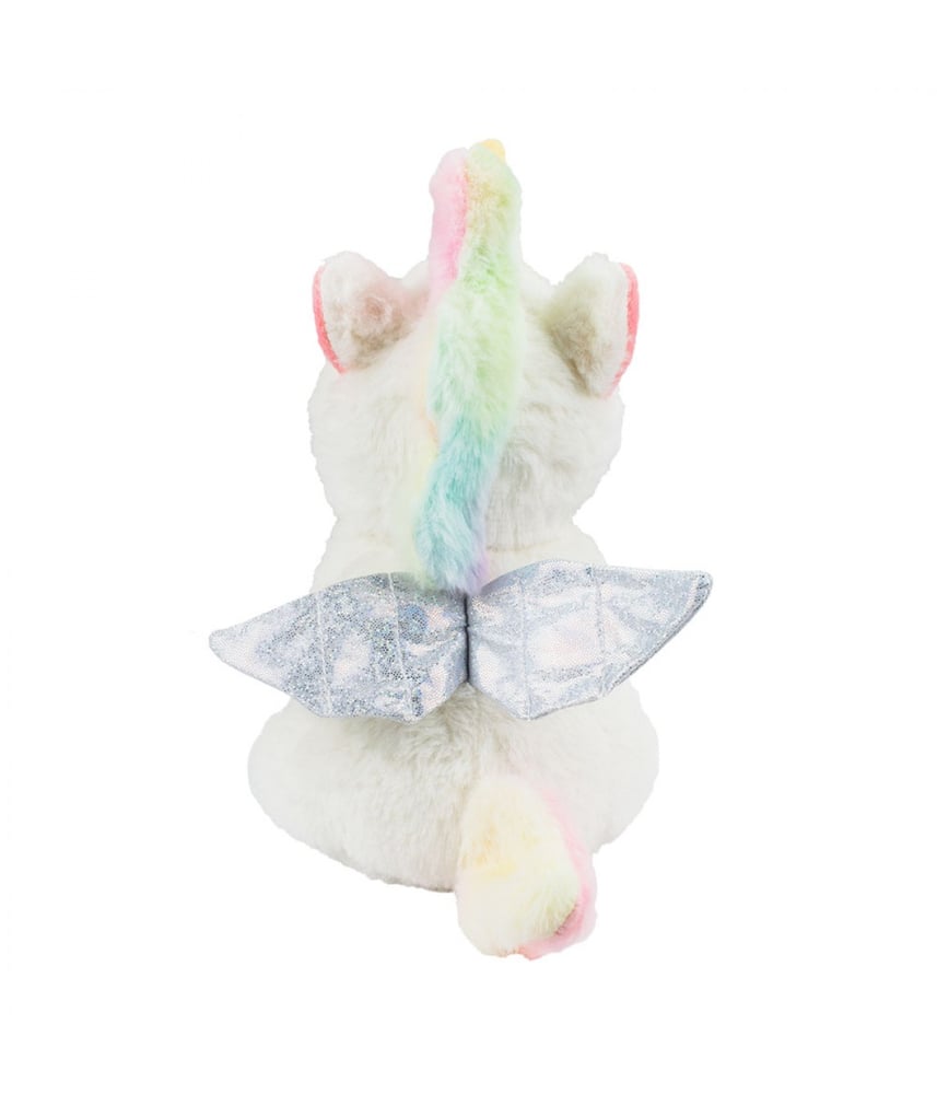 Unicórnio De Pelúcia Sentado Patas Olhos Azul 22cm 