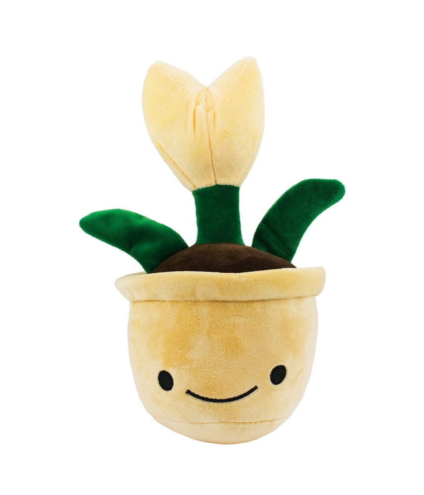 Vaso De Pelúcia Com Rosto Planta Flor Amarela 23 cm 