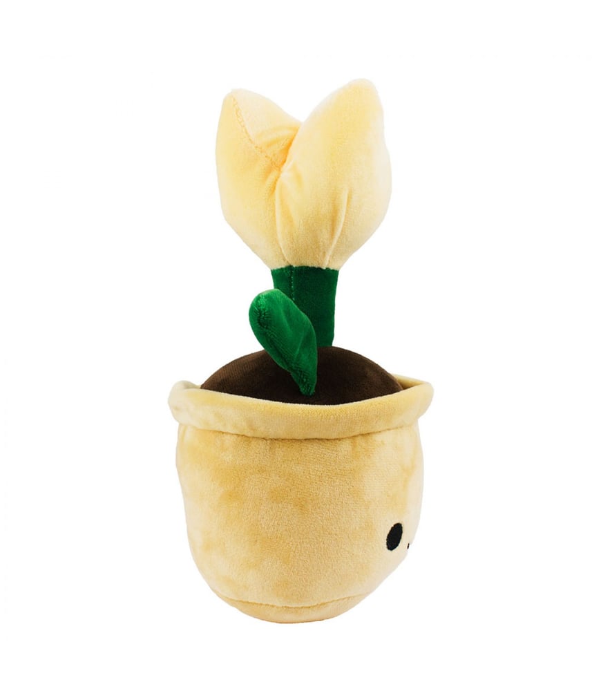 Vaso De Pelúcia Com Rosto Planta Flor Amarela 23 cm 