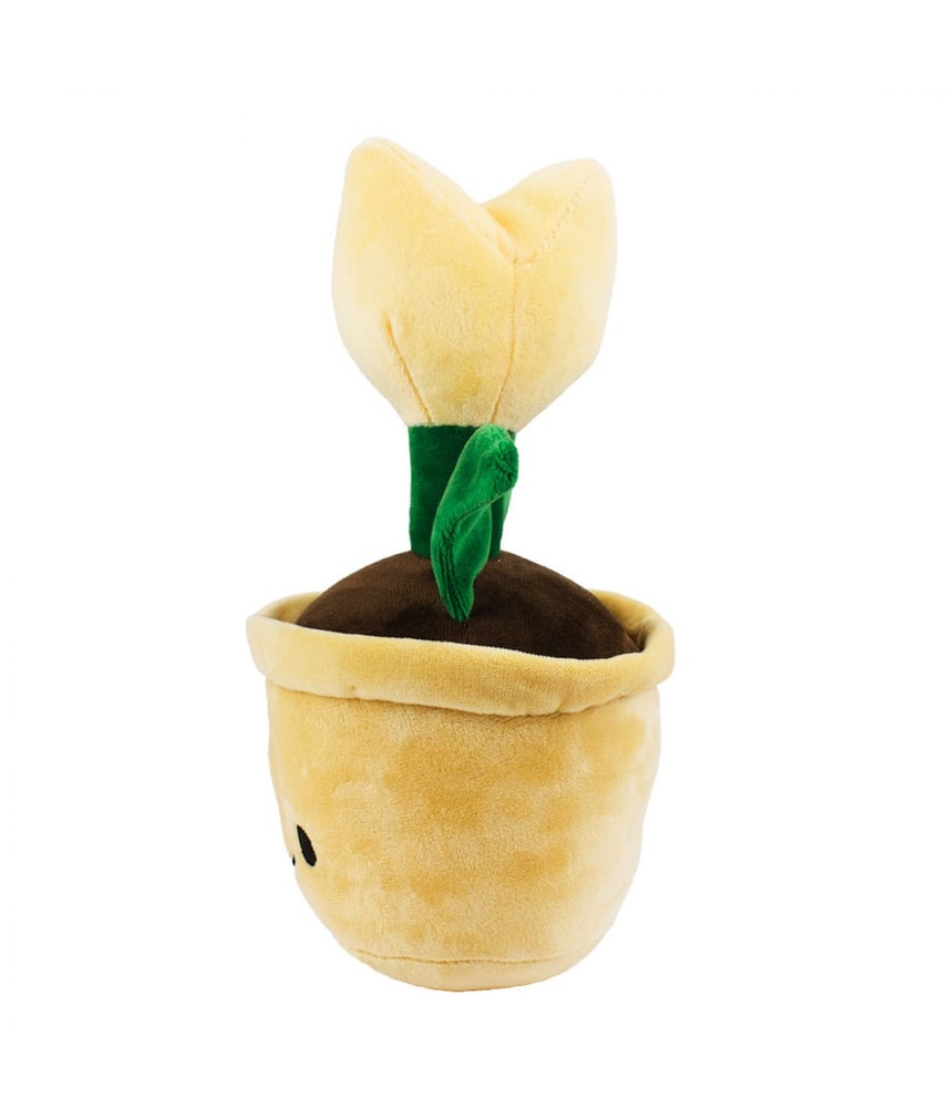 Vaso De Pelúcia Com Rosto Planta Flor Amarela 23 cm 