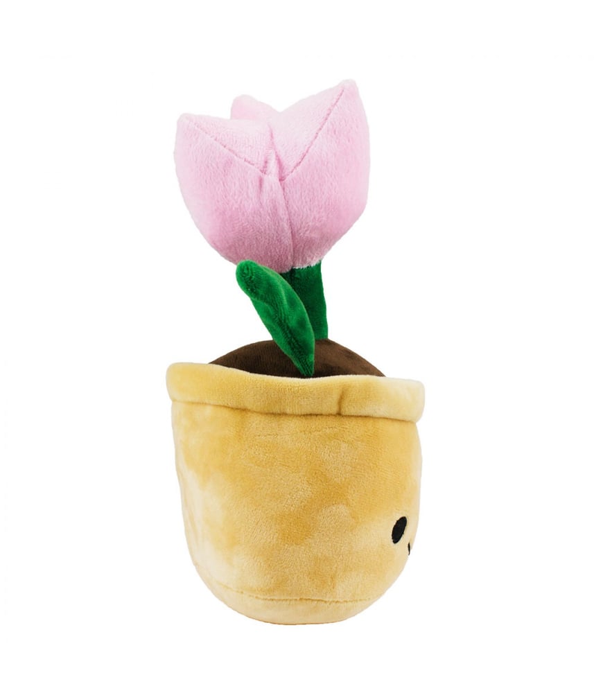 Vaso De Pelúcia Com Rosto Planta Flor Rosa 23 cm
