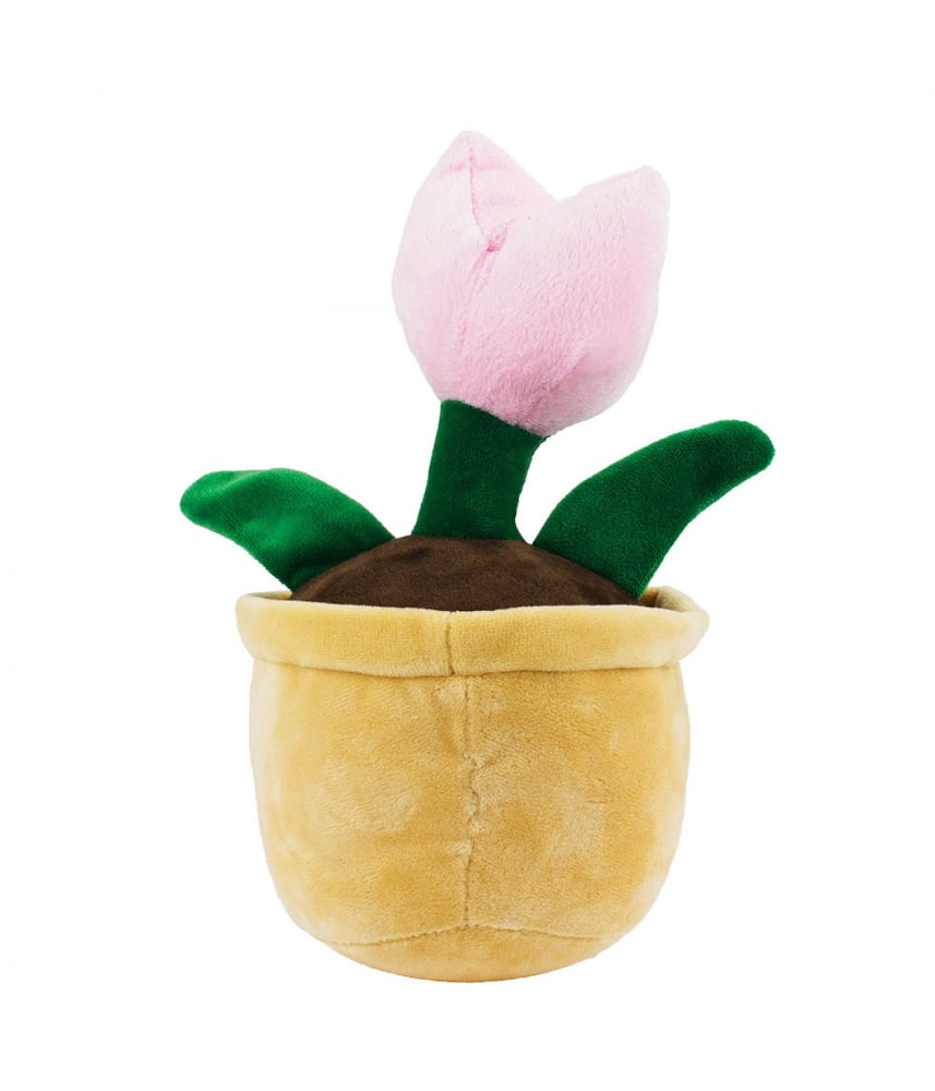 Vaso De Pelúcia Com Rosto Planta Flor Rosa 23 cm