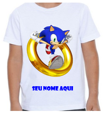 Camisa Estampada Infantil Personalizada Camiseta Turma Sonic