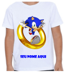 Camisa Estampada Infantil Personalizada Camiseta Turma Sonic