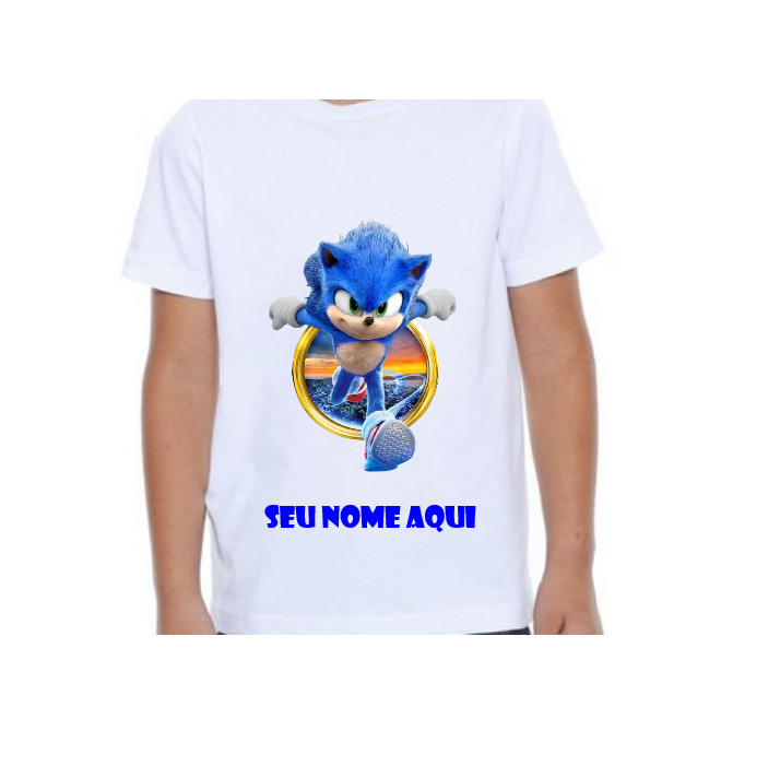 Camisa Estampada Infantil Personalizada Camiseta Turma Sonic