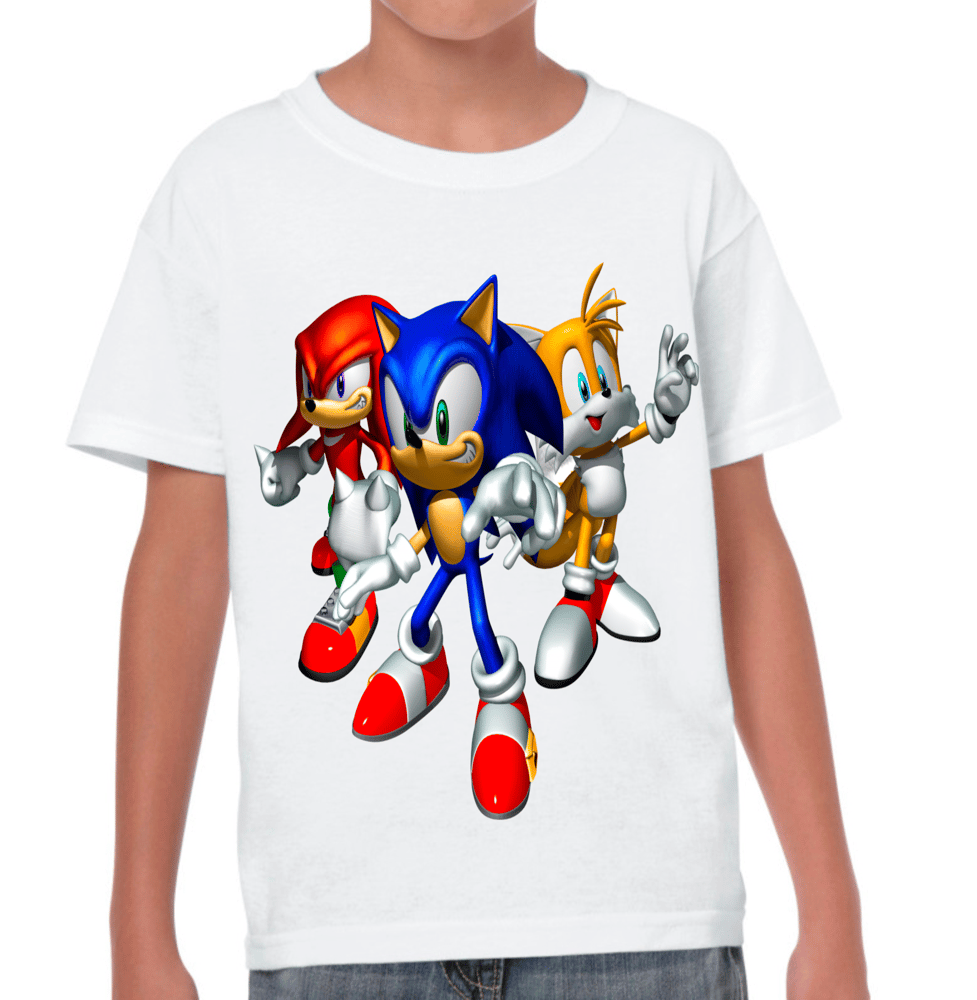 Camisa Estampada Infantil Personalizada Camiseta Turma Sonic