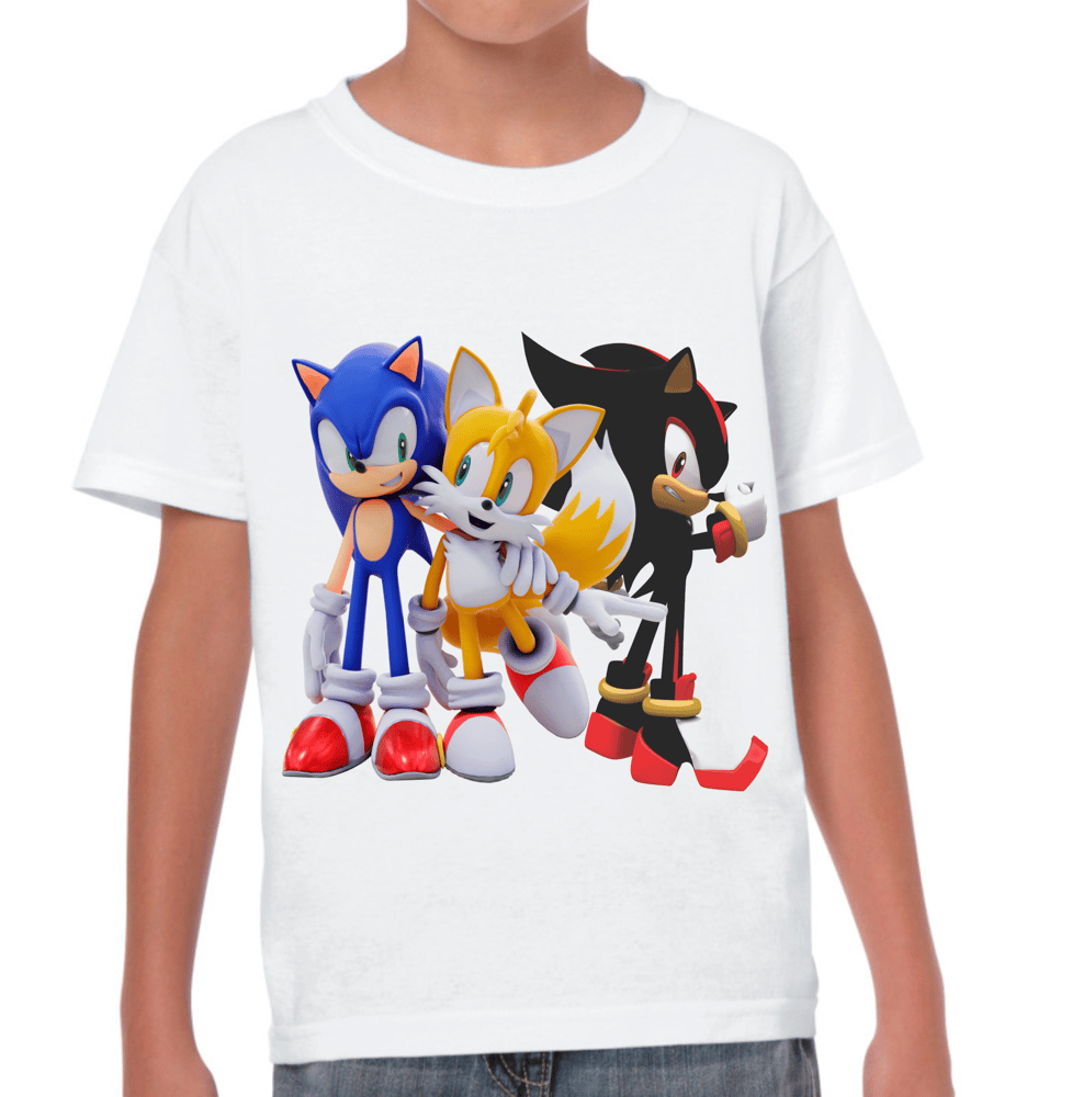 Camisa Estampada Infantil Personalizada Camiseta Turma Sonic