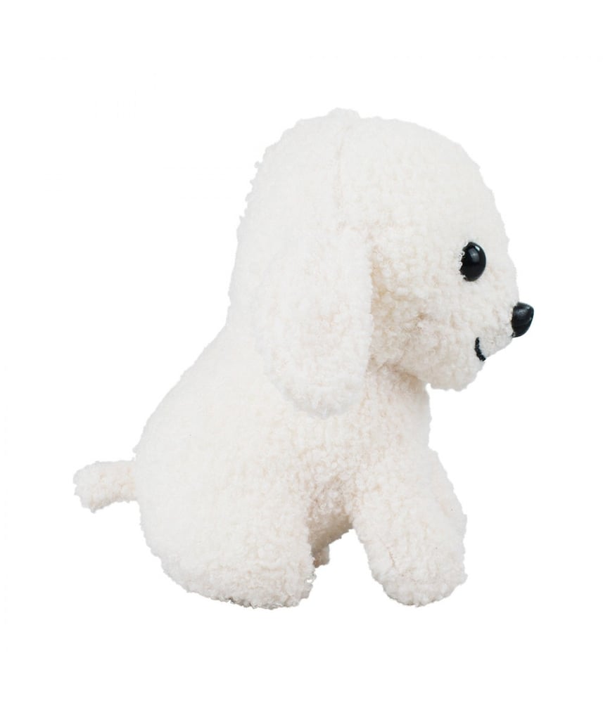 Cachorro De Pelúcia Branco Macio Sentado Fazenda 21 Cm 