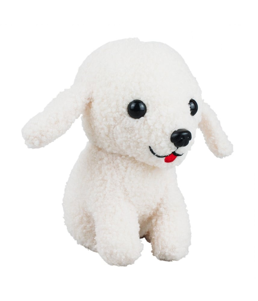 Cachorro De Pelúcia Branco Macio Sentado Fazenda 21 Cm 
