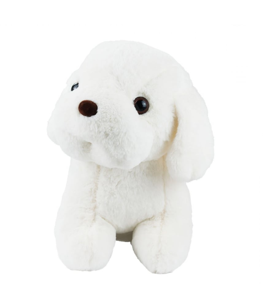 Cachorro De Pelúcia Branco Fofinho Sentado 30 Cm