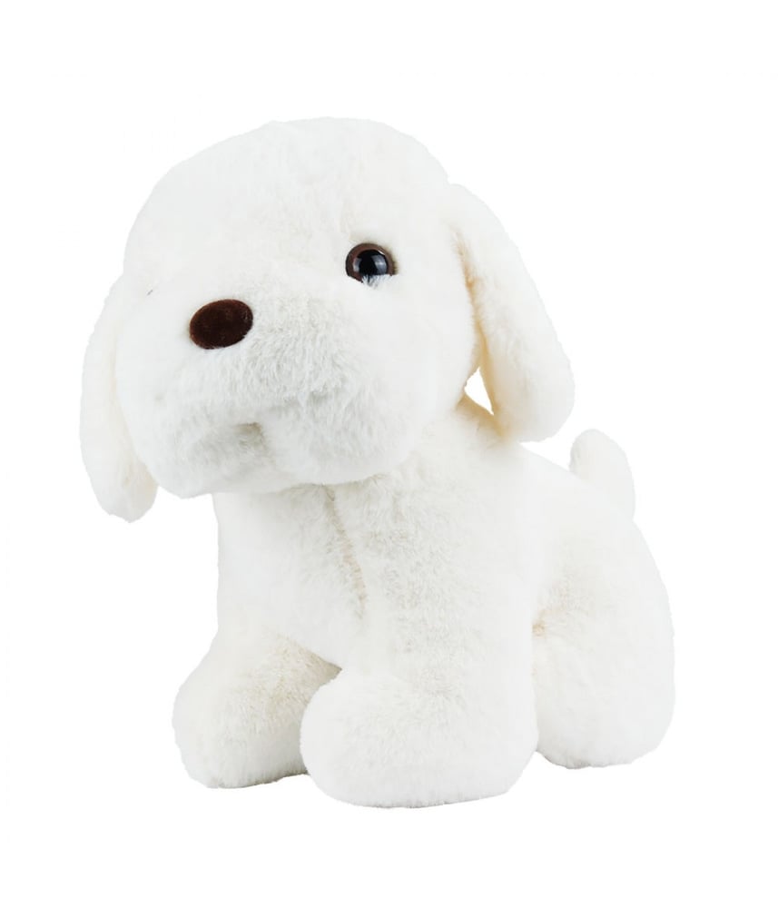 Cachorro De Pelúcia Branco Fofinho Sentado 30 Cm