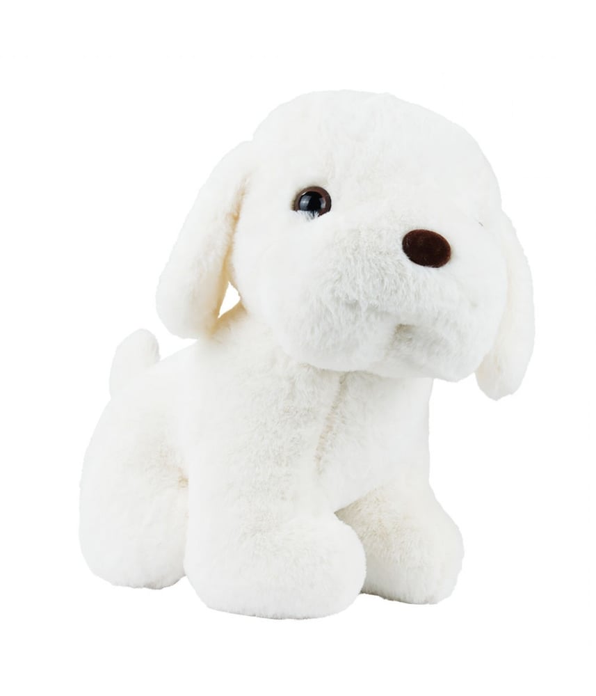 Cachorro De Pelúcia Branco Fofinho Sentado 30 Cm